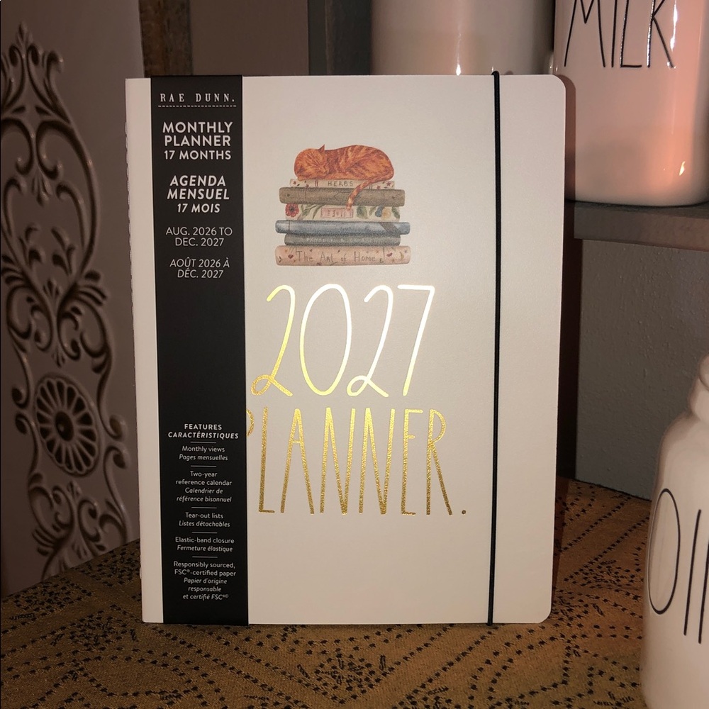 Rae Dunn 2027 PLANNER. 17 Month Planner with Cat On Books